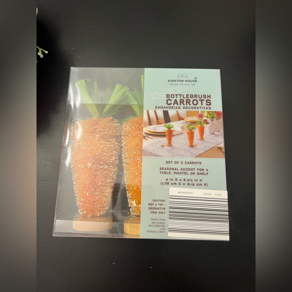Kirkton House NIB NEW Easter Decor Orange Carrot Bottle Brush “Tree” Pack Of 3 - Picture 5 of 5